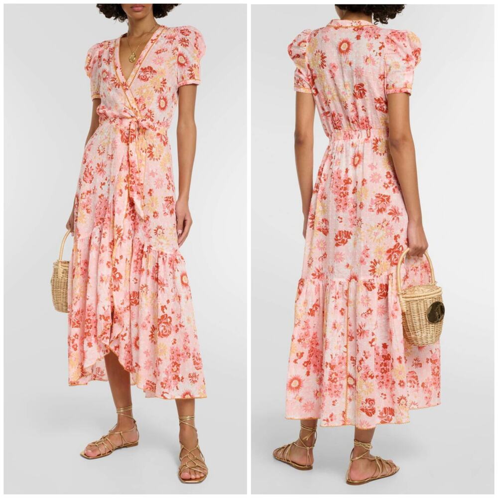 Poupette St Barth Baba Floral Cotton Wrap Midi Dress